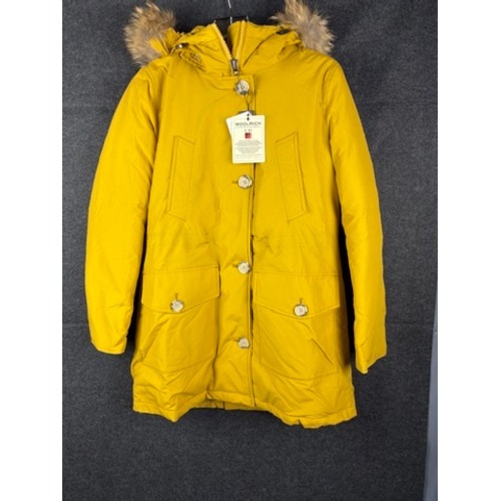 Woolrich Arctic Parka HC Mustard Yellow Down Fur Hood Womens L WWS1026 NWT